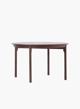 梵几|四柱圆桌 现代黑胡桃木餐桌家用简约小户型圆形饭桌子