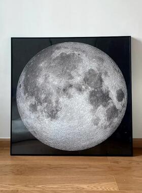 月球拼图相框实木相框67.3厘米圆形月球月亮地球拼图铝合金专用框