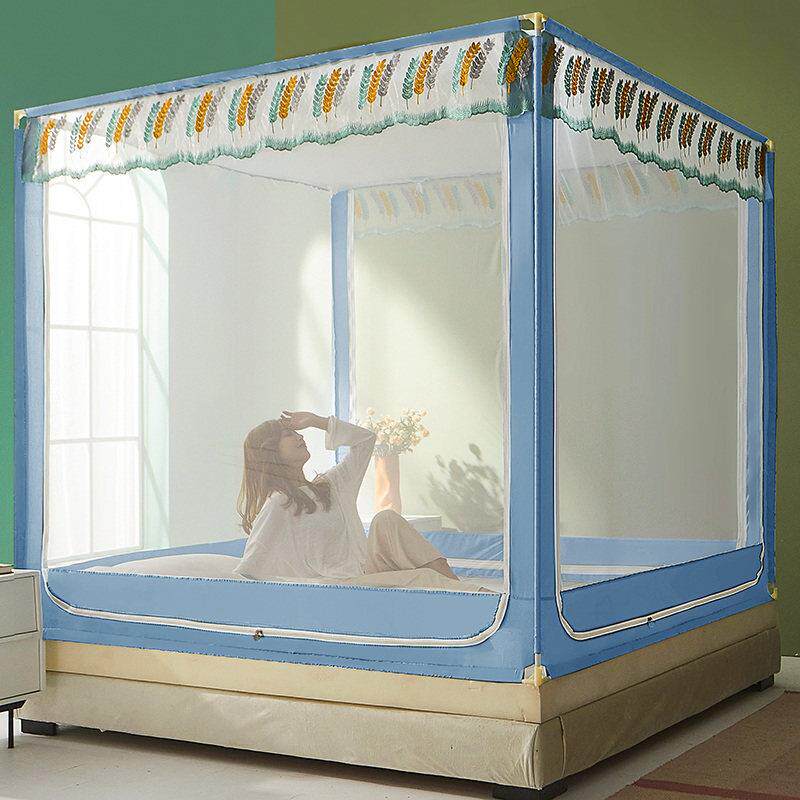新款蚊帐方便拆洗儿童防掉床加密宝宝防摔拉炼 炼 蒙古包家用固定