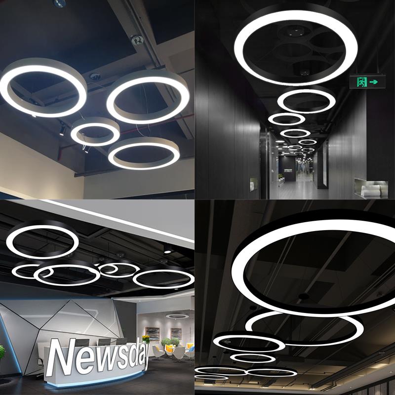 圆环吊灯LED圆形灯办公室健身房商场超市店铺圆圈工业风环形灯具