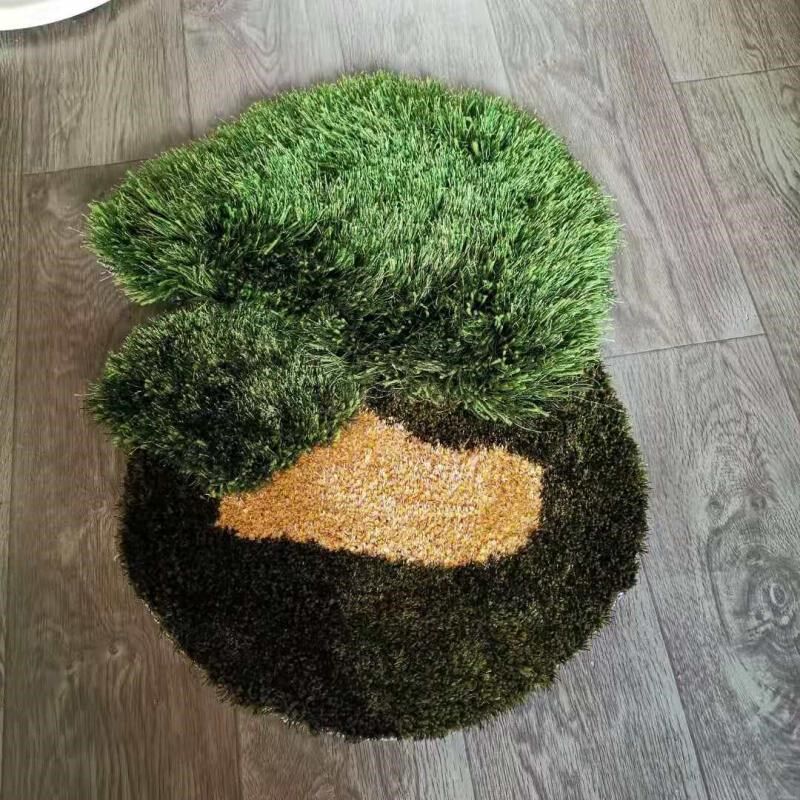 可爱草地苔d藓儿童房床边小地垫墙壁阳台飘窗橱窗装饰绿色毛毛地
