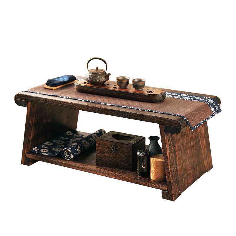 飘窗小桌子炕几新中式可折叠插板桌阳台茶桌实木矮地桌榻榻米茶几