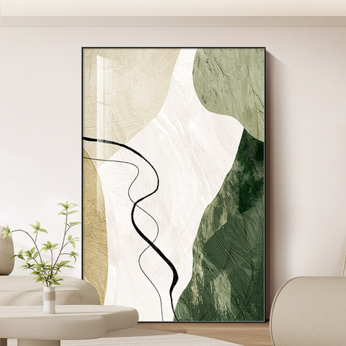 绿色抽象艺术客厅装饰画现代w简约沙发背景墙落地画入户玄关墙挂