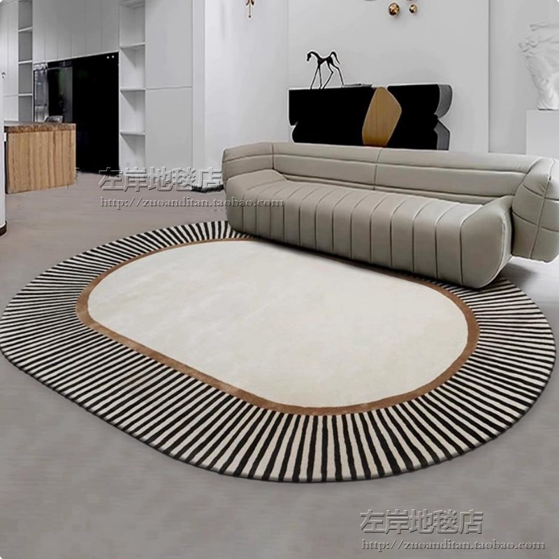 欧式美式椭d圆地毯客厅茶几卧室书房厅餐厅床尾衣帽间手工地毯定