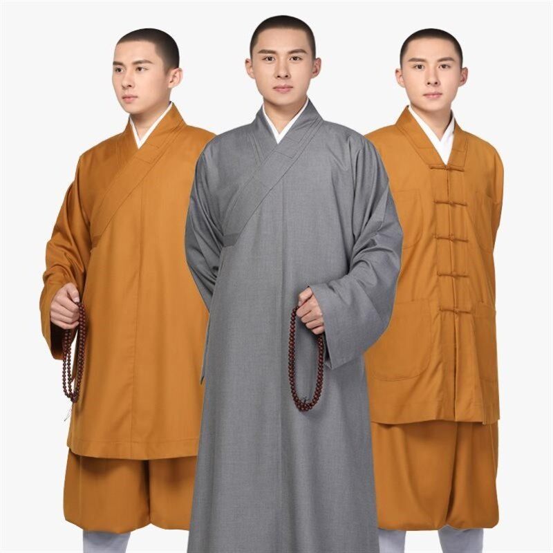 新式僧服c短褂小褂男女禅修服春秋款罗汉褂套装僧衣僧装平纹尼长
