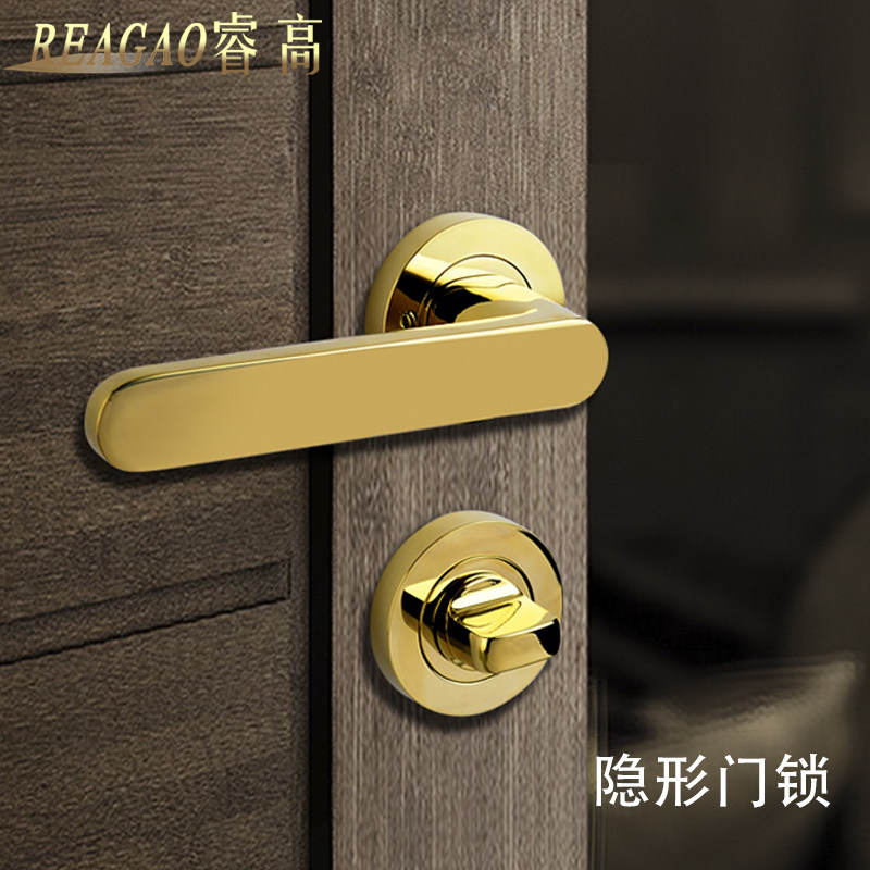 睿高隐形门锁室内单面锁暗装卫生间背景墙暗藏式分体把手简约暗锁