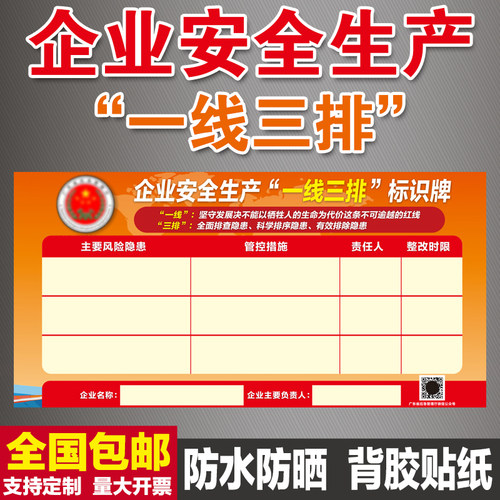 企业安全生产一线三排标r识牌车间安全生产信息公示牌广东版深圳