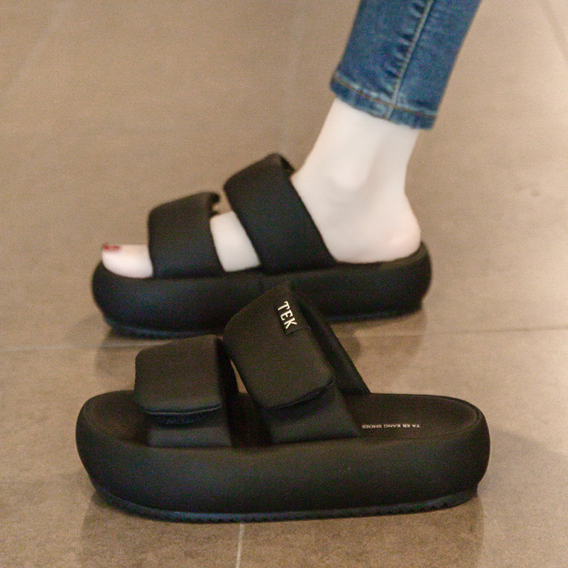 凉拖鞋女夏外穿2024新款踩屎感厚底孕妇沙滩凉鞋高级感女士一字拖