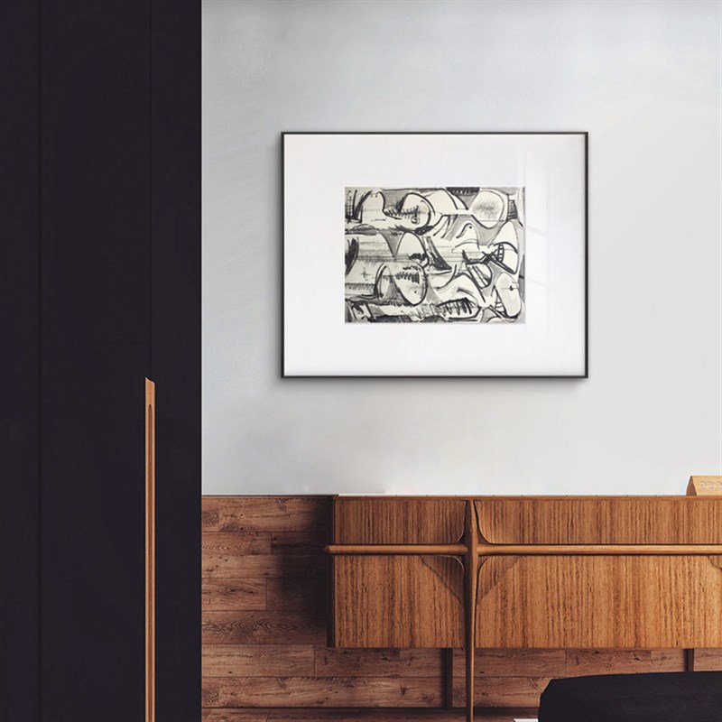 黑白客厅装饰画 抽象小众玄关墙面餐G厅挂画后现代大幅样板间壁画
