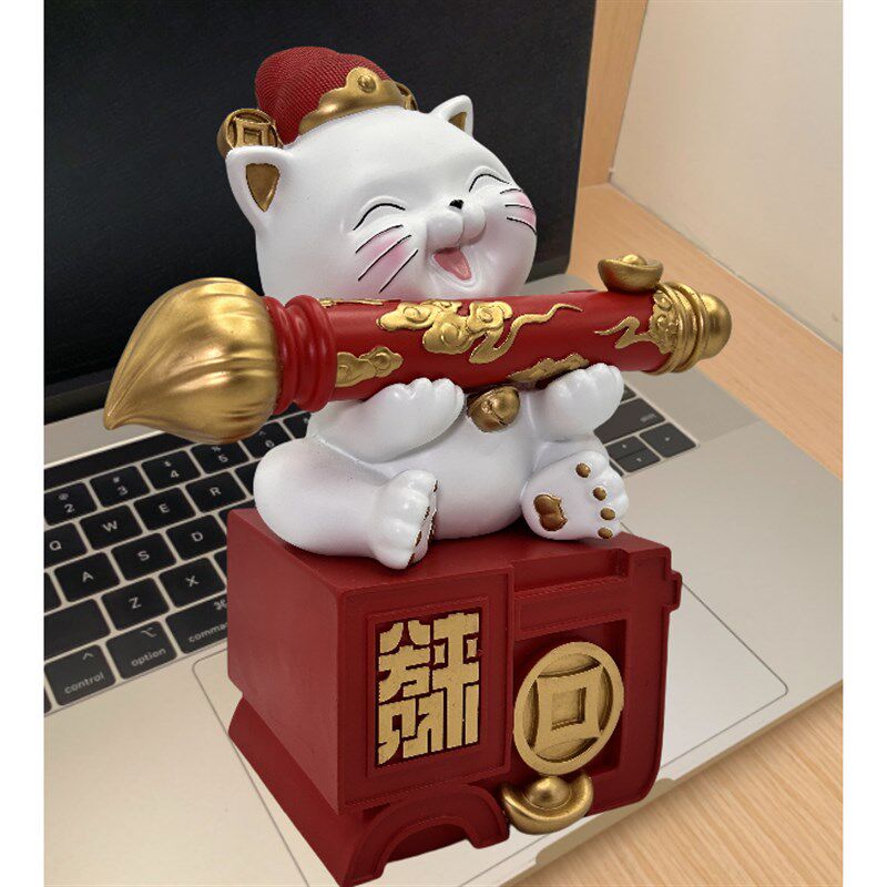 招财发财猫开业生意庆典礼物 柜台家居办公室玄关摆件装饰工艺品