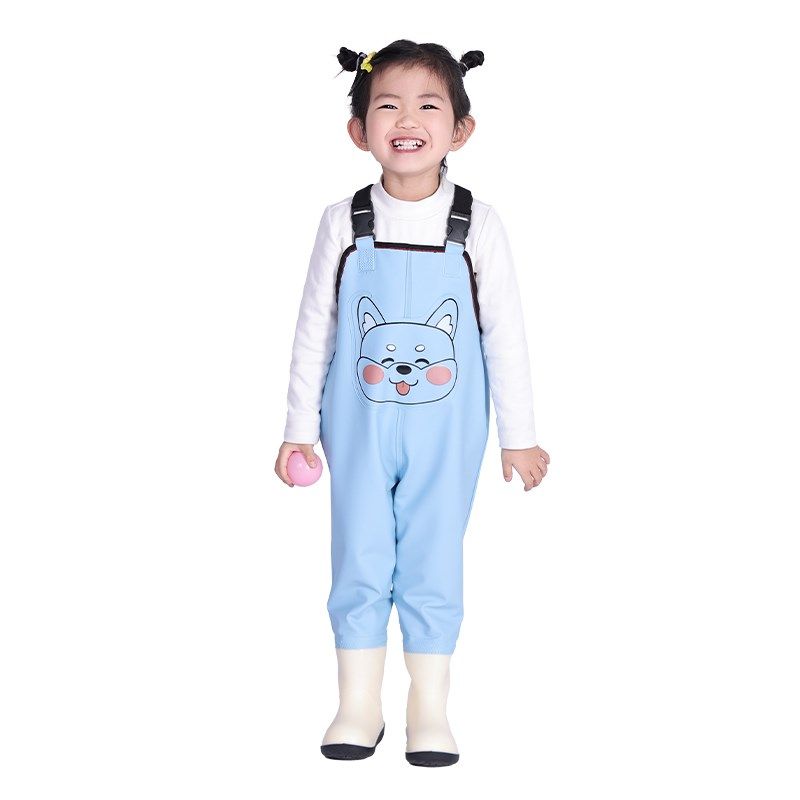儿童下水裤防水赶海装备幼儿园玩沙水服连体雨鞋雨裤一体抓鱼水裤