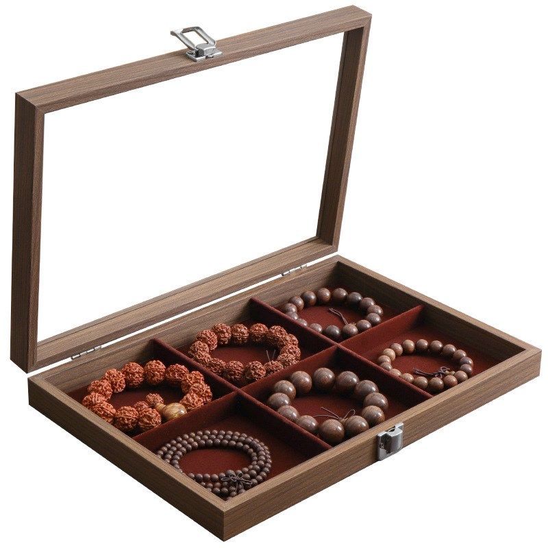 手串收纳盒文玩收纳盒木质带盖防尘首饰盒手链镯子手镯水晶收纳盒