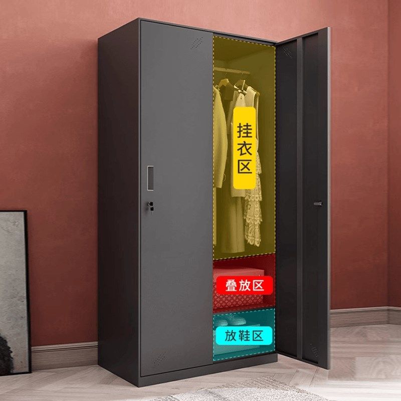 员工更衣柜铁皮储物柜办公室挂衣柜车间换衣柜钢制感应带锁存包柜