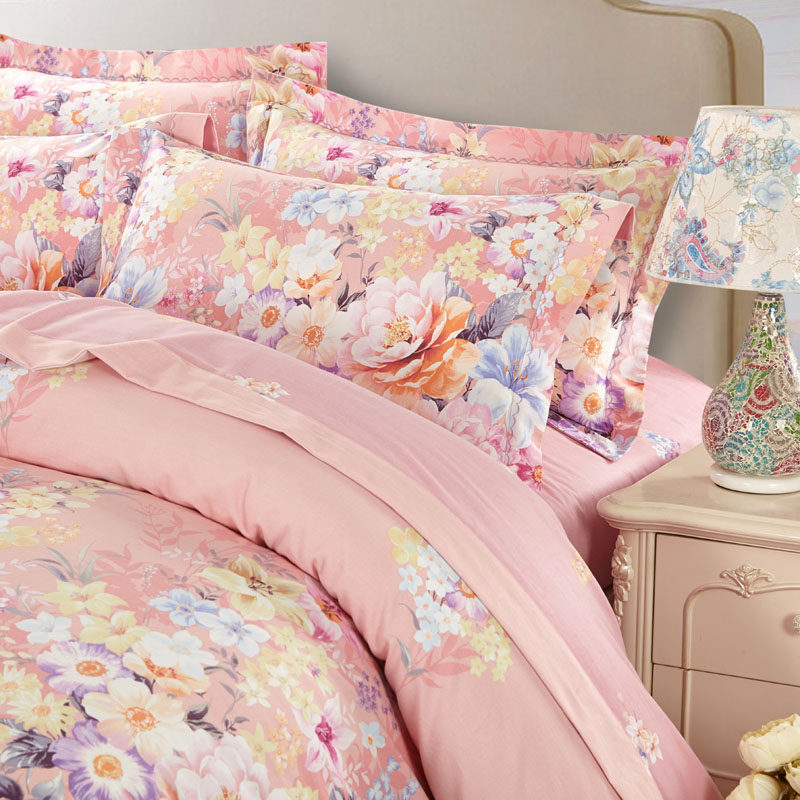 美式小清新婚庆磨毛全棉四件套1.8双人加厚床上用品纯棉被套床单