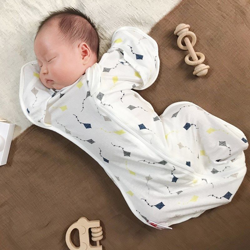 Mymini初生婴儿投降式睡袋夏季超薄满月三月防惊跳防踢被好换尿布