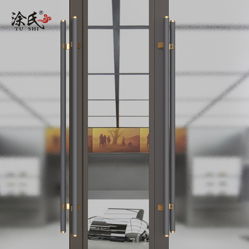 特厚高档不锈钢玻璃大门拉手黑灰色对装推拉实木门把手可订制孔距