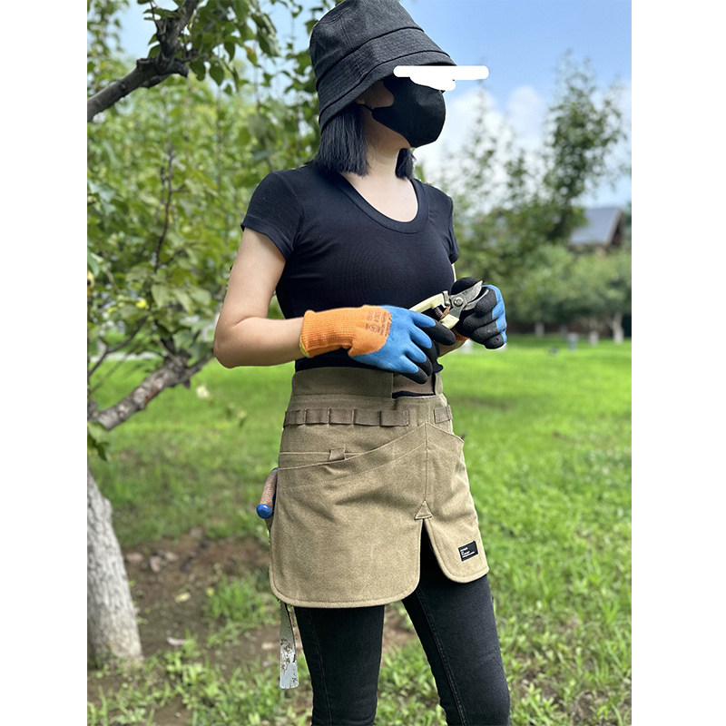 美式半身围裙咖啡师帆布围腰女厨房短款可调节工作服男定制logo