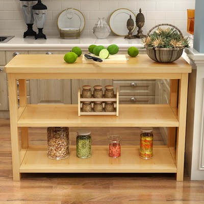 定制全实木桌子餐桌简易长桌子双层多层储物桌家用厨房切菜小桌子