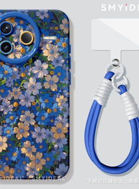 适用红米k80手机壳女款k60pro保护套小米k40s全包硅胶k70至尊版redmi防摔k30por高级蓝色花朵k50好看软80外壳