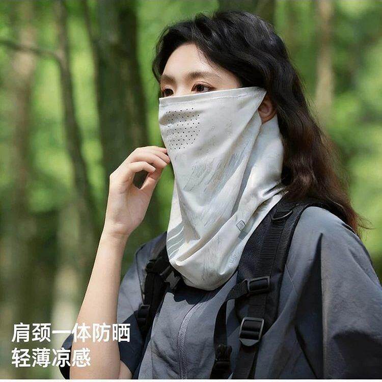 迷彩防晒面罩女夏透气抗UV冰丝面纱男骑行开车机车遮阳口罩