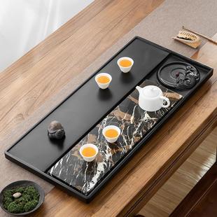 家用整块乌金石茶盘天然简约石头茶海现代大小号石材茶台功夫茶具