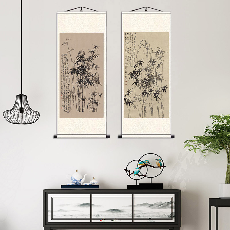 郑板桥竹子名家装饰挂画国画酒店复古客厅书房壁画教室办公室字画图片
