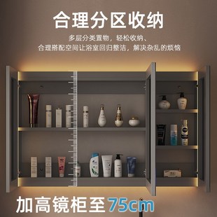镜箱带灯除雾浴室单独收纳一体柜 智能浴室镜柜卫生间镜子柜挂墙式