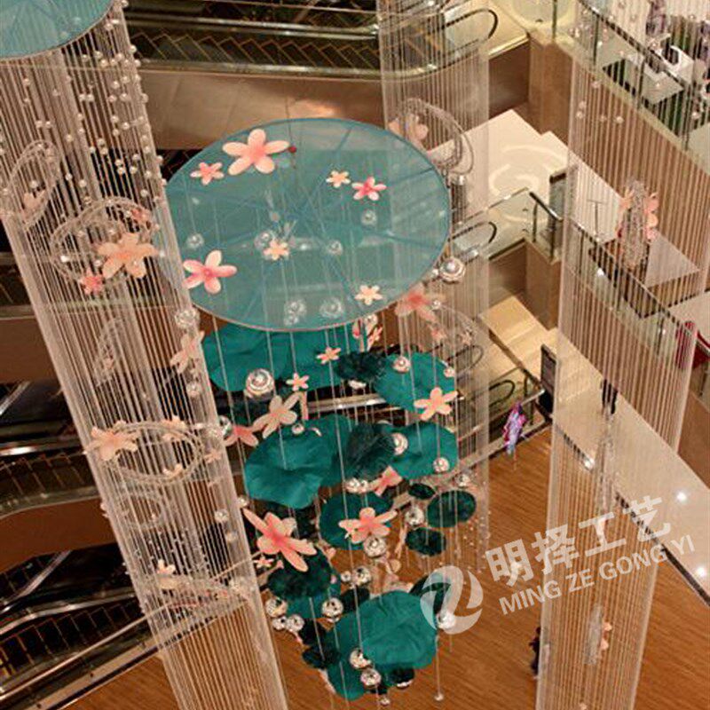 春夏季中庭吊饰商场中空荷叶场景装饰展厅装饰布置美陈吊饰订制
