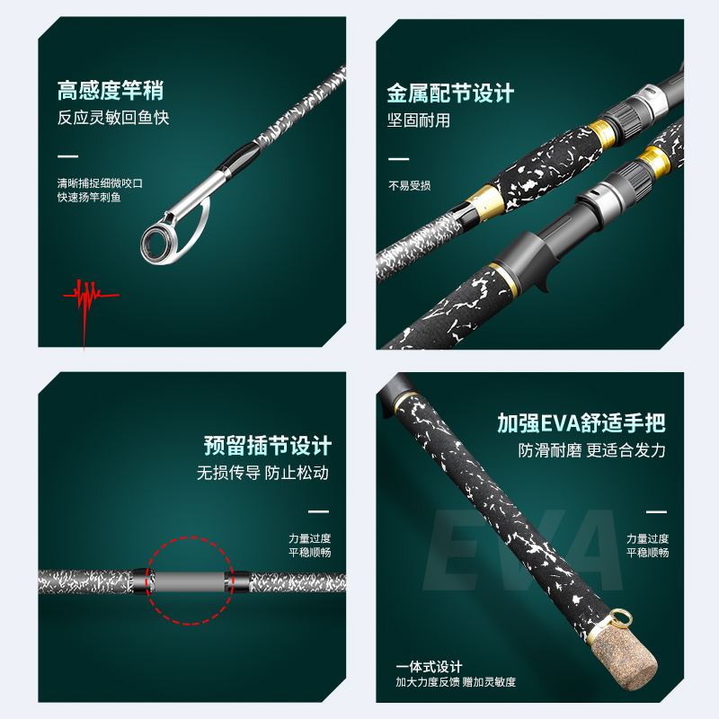 雷强竿打黑套装碳素超硬xh重雷路亚竿水滴轮枪柄直柄远投杆