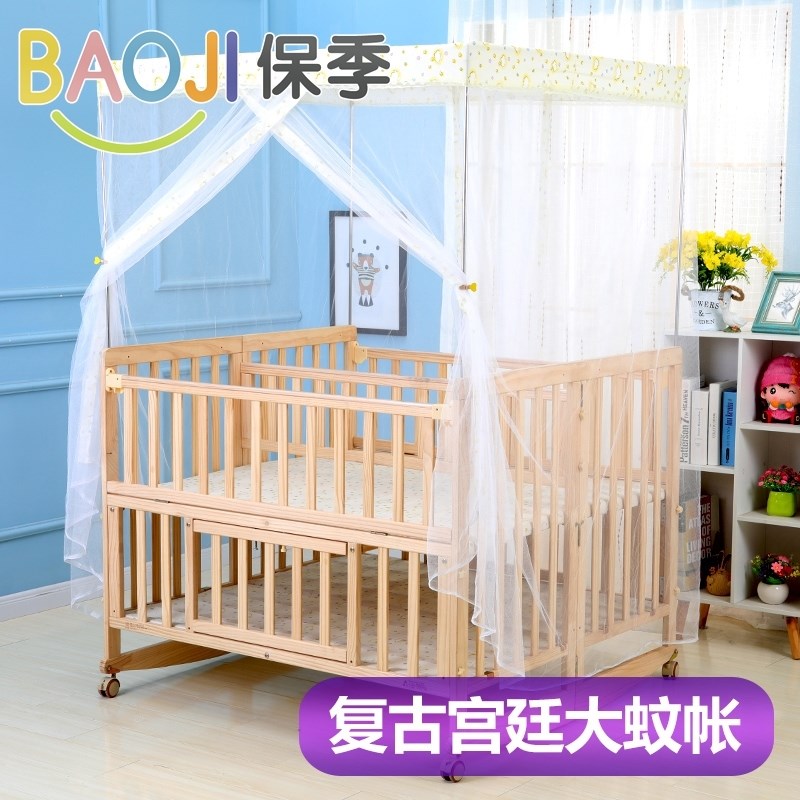。可折叠双胞胎婴儿床米超大空间实木床双人宝宝床可拼接大床