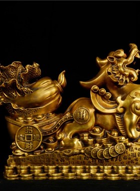 开运纯铜貔貅摆件 貔貅拉白菜 招财镇宅客厅家居装饰办公室工艺品