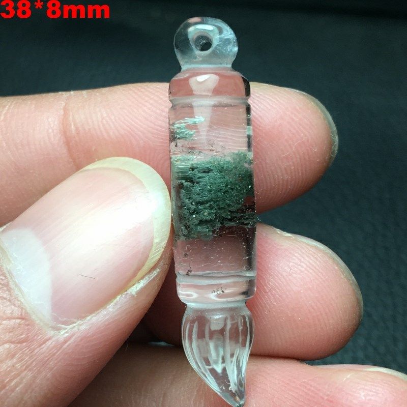 天然水晶文昌笔吊坠绿幽灵水晶毛笔挂件挂坠锁骨项坠一物一图