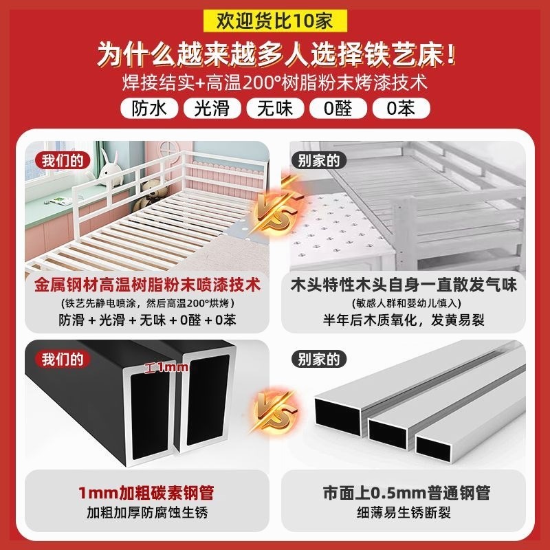 平板拼接床儿童床拼接床铁艺稳固婴儿小床男孩女孩加宽大床边成人