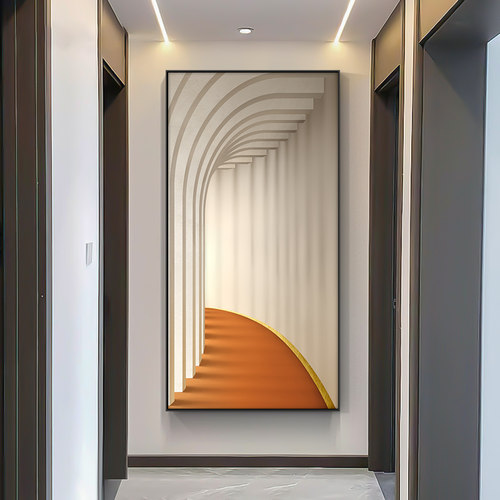 玄关装饰画现代简约m空间延伸感走廊过道挂画抽象大气客厅长廊壁