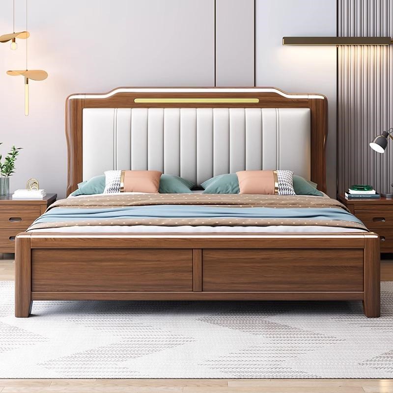 欧式胡桃木实木床主卧婚床1米5实木储物床抽屉高箱1米8大床双人床