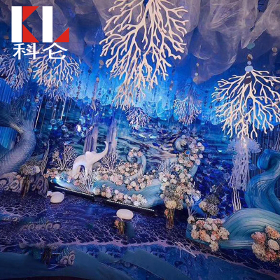 PVC雕花婚礼道具舞台背景海洋主题珊瑚摆件橱窗婚庆装饰场景布置