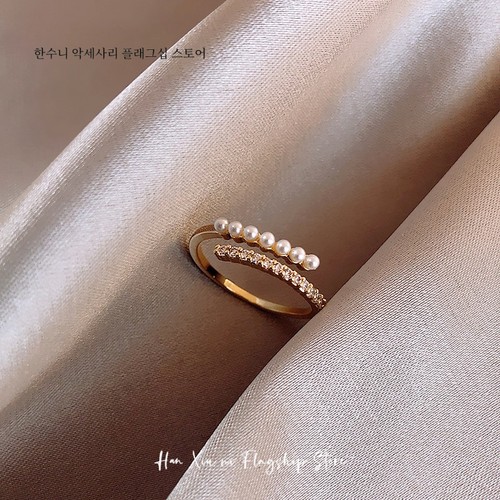 珍珠戒指女2024新款时尚个性食指环开口网红冷淡风小众设计装饰品