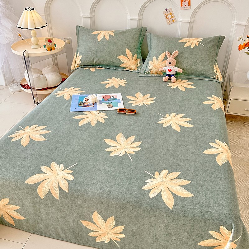 简约加厚磨毛床单单件100全棉被单宿舍三件套双人床上用品3