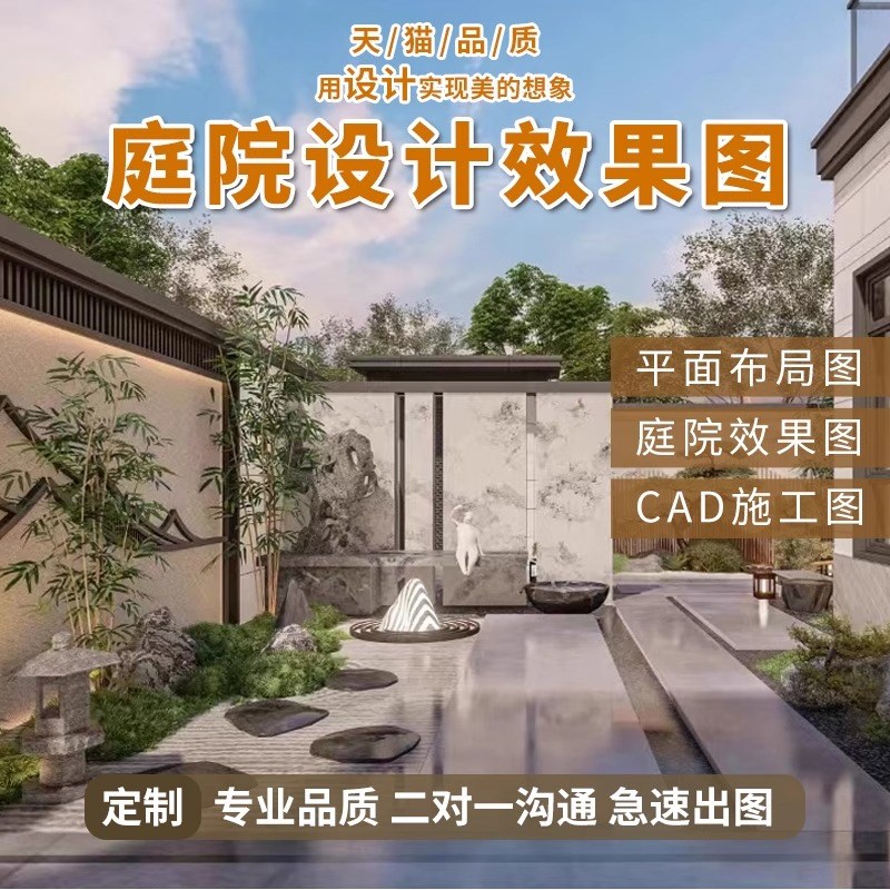庭院设计效果图小花园布置院子露台顶楼农村别墅景观园林施工方案