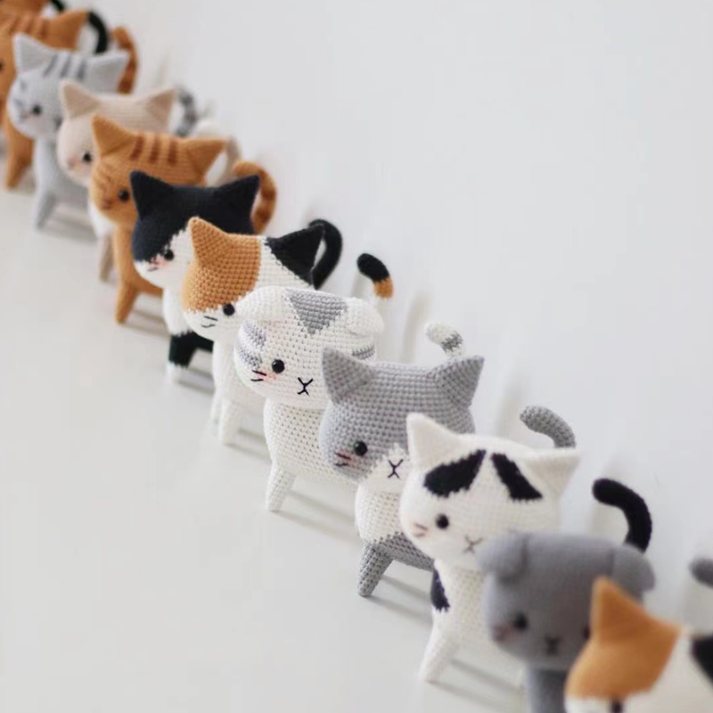 钩针手作diy编织勾线动物手工打发时间送朋友毛线小猫玩偶材料包