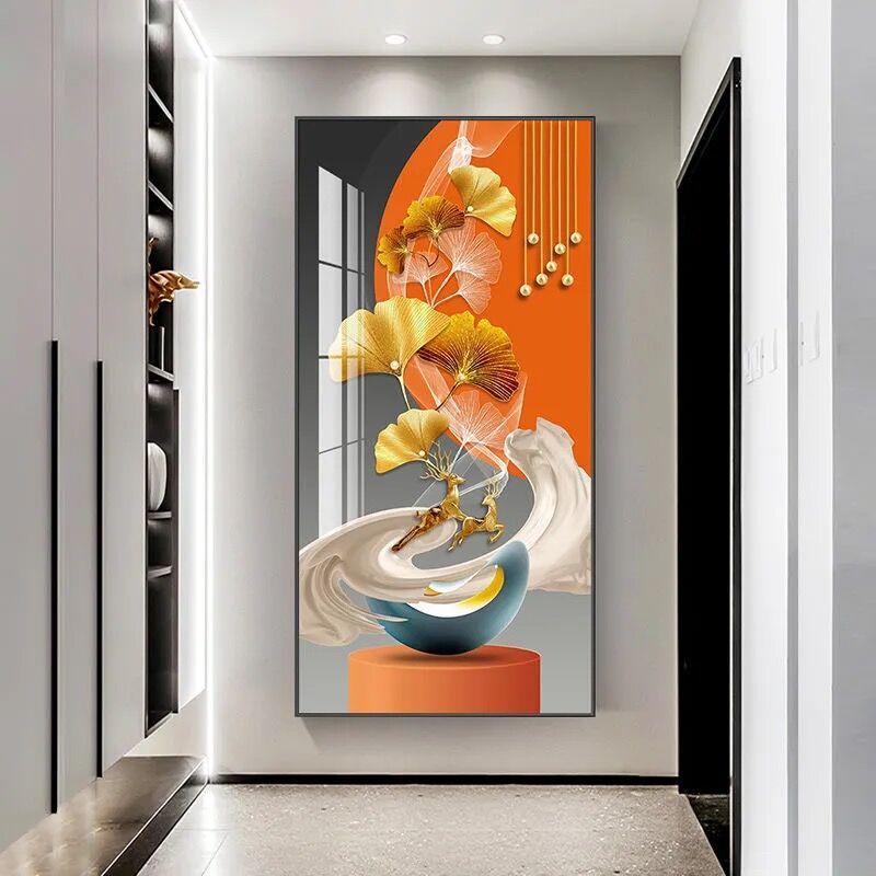 包安装入户门玄关装饰画竖版走廊过道风水M壁画北欧玄幻挂画轻奢