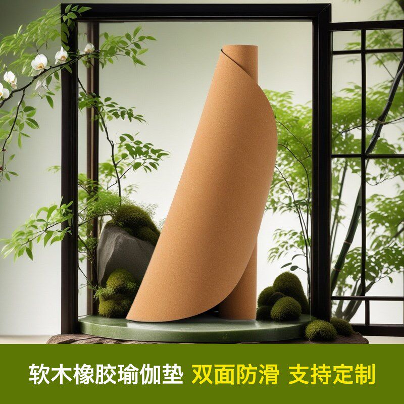 软木瑜伽垫天然橡胶椭圆新款减震C隔音专业防滑女生健身瑜伽馆专