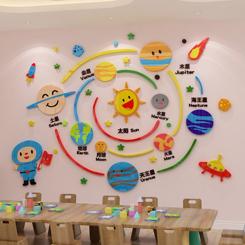 幼儿园科学区墙面装饰成品环境布置材料儿童房间太空环创主题贴纸