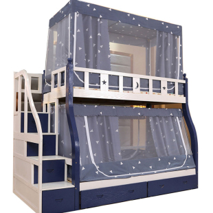 子母床蚊帐上铺梯形下铺双层高低床儿童上下床母子床遮光帘子