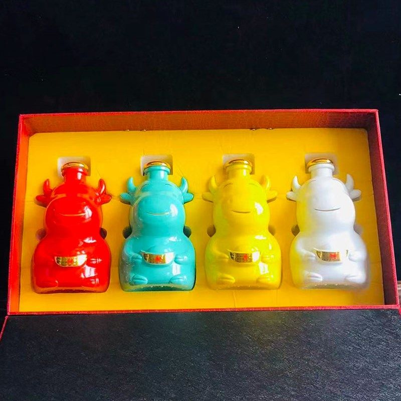 酒瓶空瓶礼品装4件套高档送礼黑色一斤装白酒瓶酒坛酒壶玻璃密封