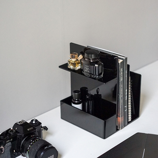 亚克力黑色/透明板书架办公用品桌面桌上学生用收纳盒化妆品置物