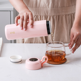 陶瓷内胆保温杯智能显温网红杯女学生简约便携茶水杯显温防烫杯子