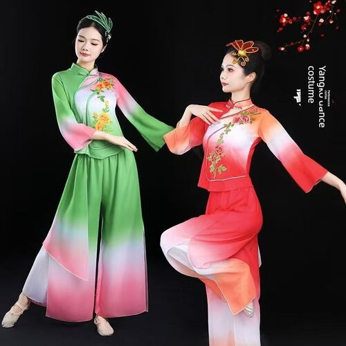 新款秧歌服民族风节日表演服扇子舞伞舞腰鼓舞广R场舞表演古典舞