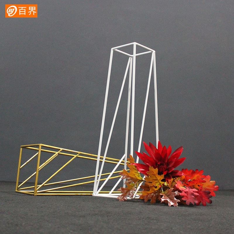 婚庆铁艺道具美陈桌花路引生日场景几何花架迎宾摆件婚礼现场布置