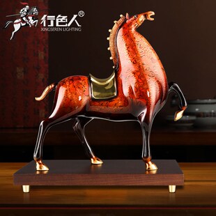 《马到成功》全铜马摆件招财将军马大漆工艺品红色马客厅生肖马铜